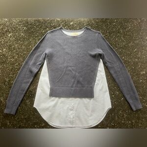 Treasure & Bond Blue Sweater with Striped Accent